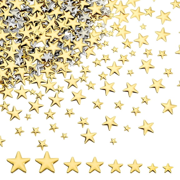 1200 Pcs Star Hotfix Iron On 5/7/9/12mm Embellishments Aluminum Hotfix Iron on Flat Back Metal Star Studs DIY