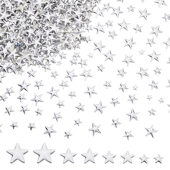 1200 Pcs Star Hotfix Iron On 5/7/9/12mm Embellishments Aluminum Hotfix Iron on Flat Back Metal Star Studs for Clothing DIY Craft