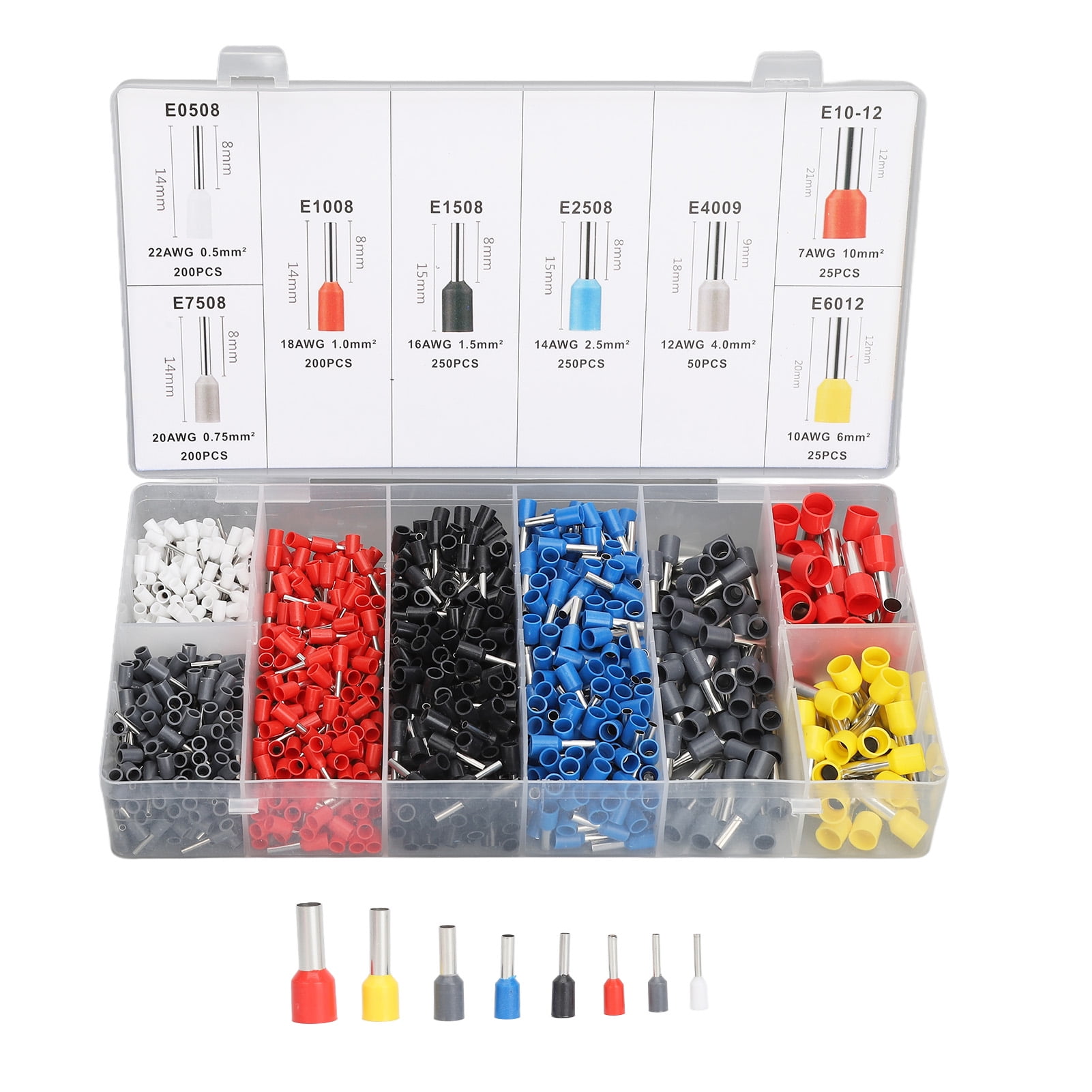 1200 Pcs Wire Crimp Terminal Assortment Kit Cold Pressed Electrical