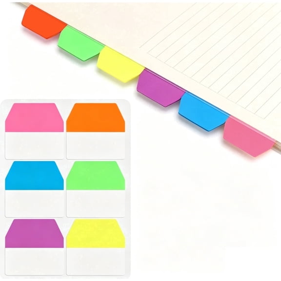 FGHAWQOW 1200 Count Multicolor Index Tabs, Self-Adhesive Page Marker Tabs for Notebook, Document and File Classification