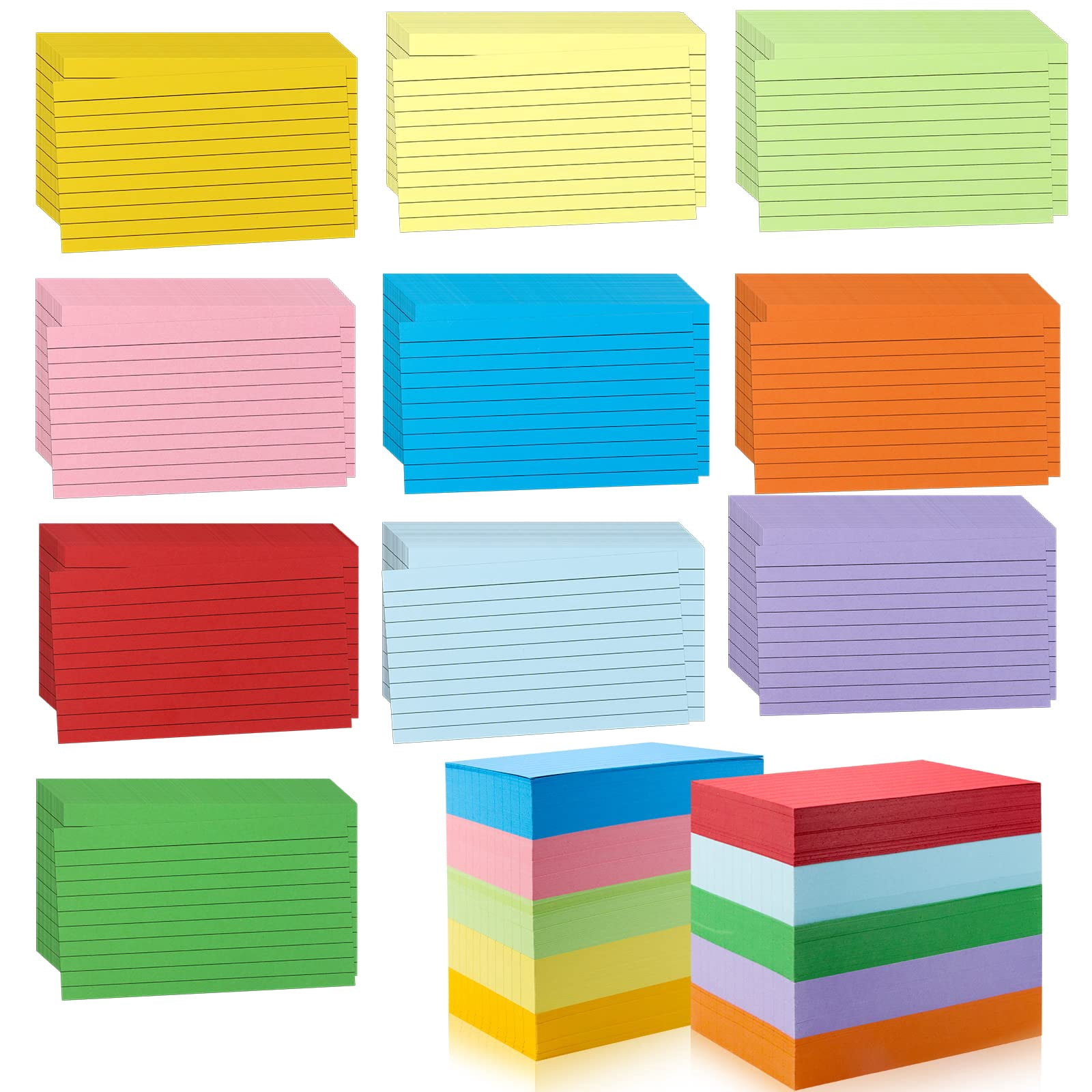 1200 Piece Color Index Cards 3x5 Bulk Note Cards Study Cards Flash ...