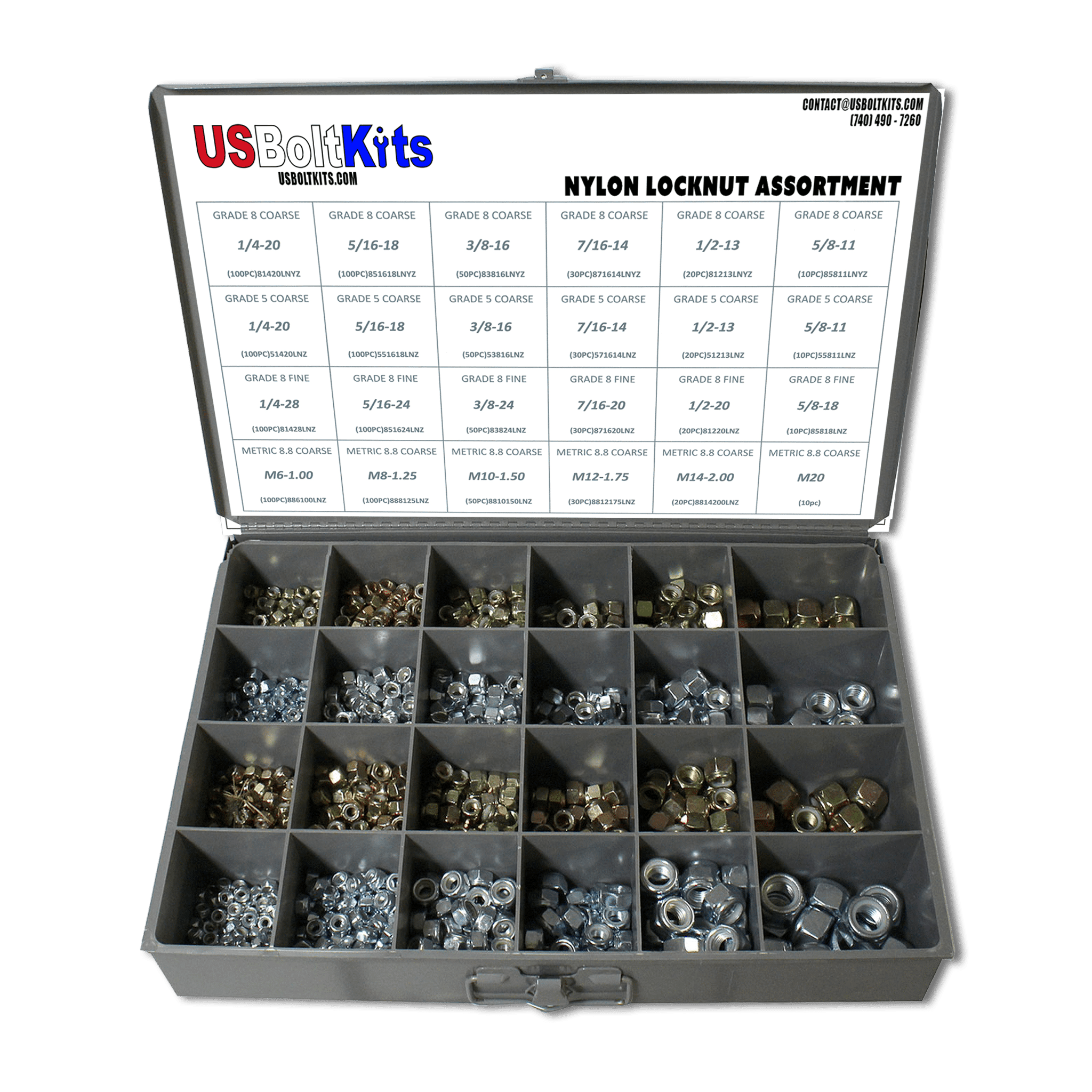 1200 Piece Nylon Locknut Assortment