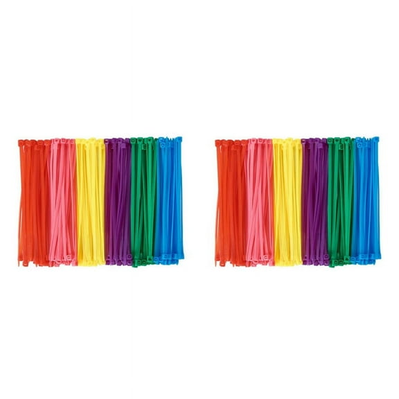 1200 Pieces (200 per Color) Small Colored Zipper Ties 4Inch Multicolor Zipper Ties for Decorating Mesh Garland Supplies