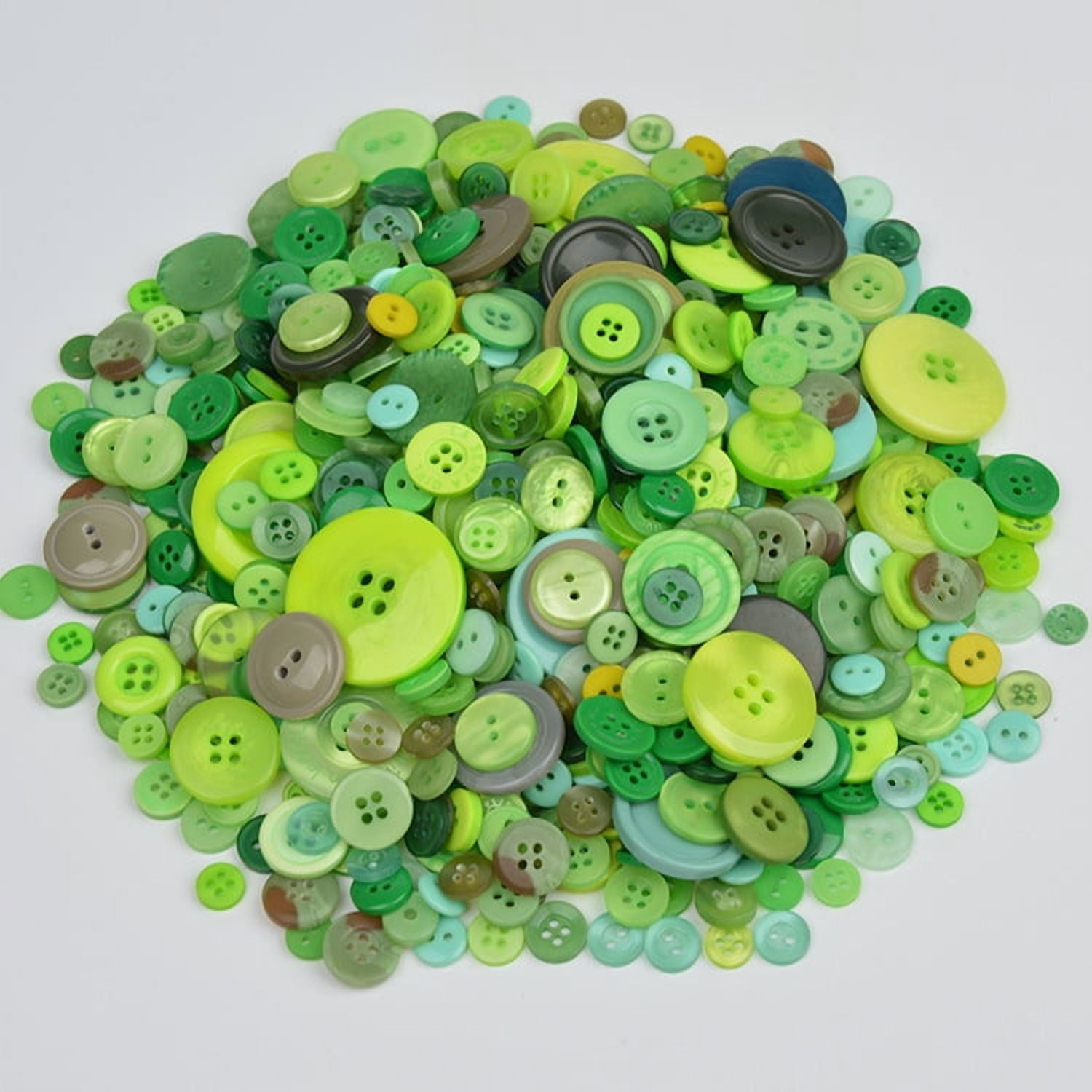 1200 Pieces Green Resin Buttons, Round Craft Buttons Sewing Buttons, Assorted Sizes for DIY Button Painting, Handmade Ornaments