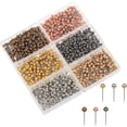 thumbnail image 1 of 1200 Pieces Map Tacks 1/8-Inch Retro Metallic Color Beads Head Marking Push Pins, 6 Colors, 1 of 5