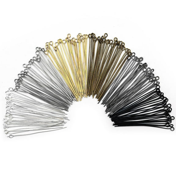 1200 Pieces Metal Wire Eye Pins, 2"/50 MM Long Eyepins, Open Straight Eye Pins for Jewelry Making Supplies Earring Findings DIY Bead (6 Colors)
