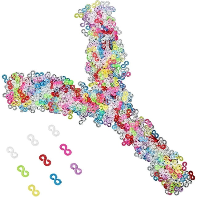 1200 Pieces S Clips Rubber Band Clips Trianu Rainbow Plastic Connectors
