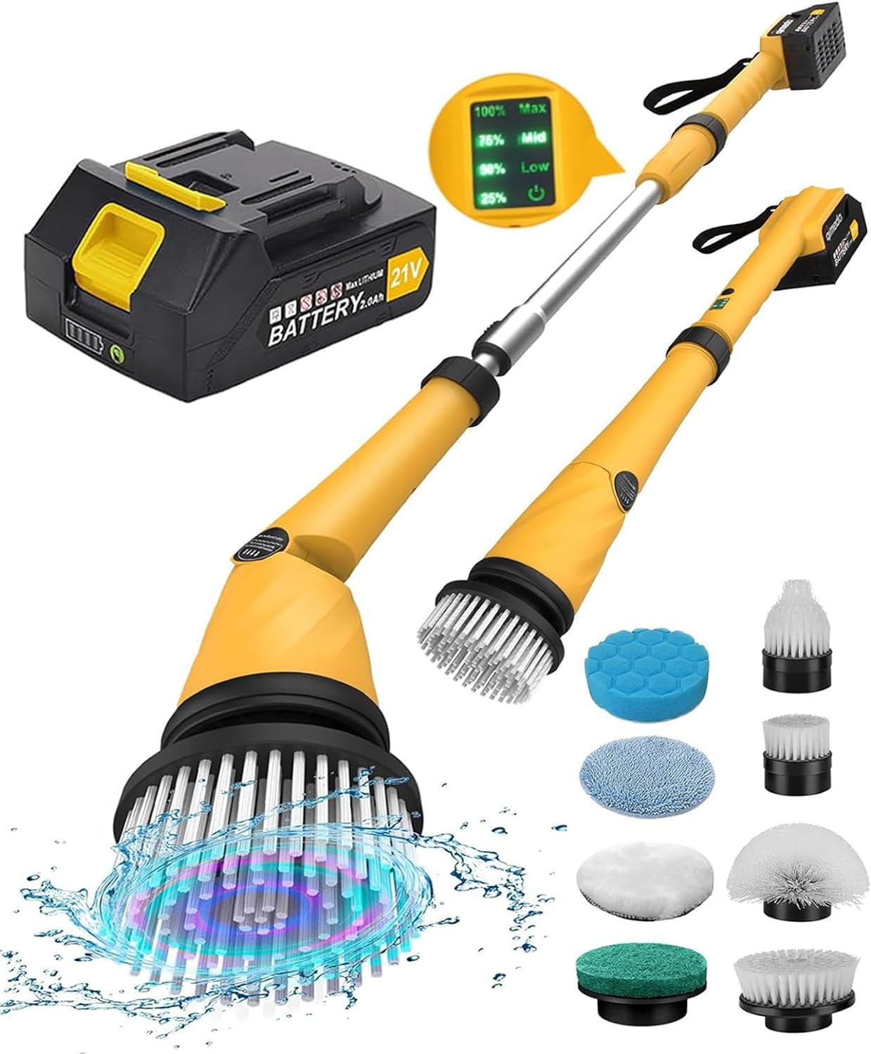 1200 RPM Battery Electric Spin Scrubber, Highly Powerful Cordless