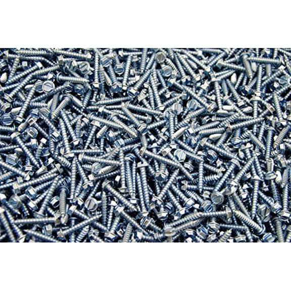 (1200) Slotted Hex Washer 8 x 1 Sheet Metal Screw Type A Zinc SMS$$Hardware