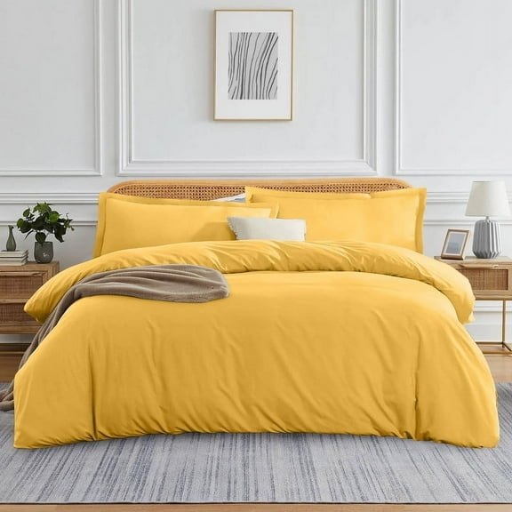 1200 TC 100% Egyptian Cotton Duvet set Zipper Closur Ultra Soft Durable and Fade Resistant Color Gold Solid size Full