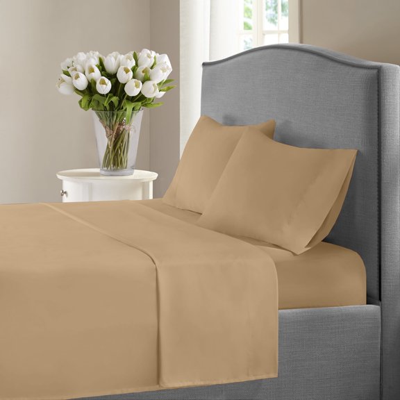1200 Thread Count 100% Cotton Solid Sheet Set (California King, Taupe)