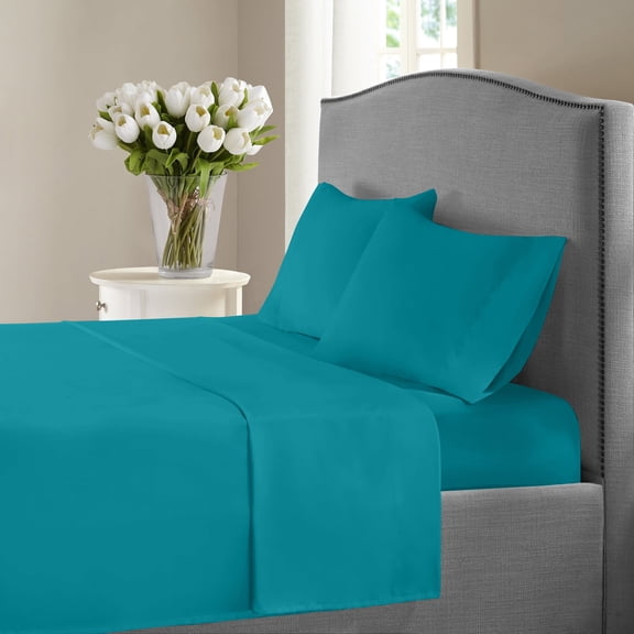 1200 Thread Count 100% Cotton Solid Sheet Set (California King, Teal)