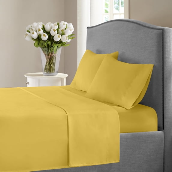 1200 Thread Count 100% Cotton Solid Sheet Set (King, Gold)