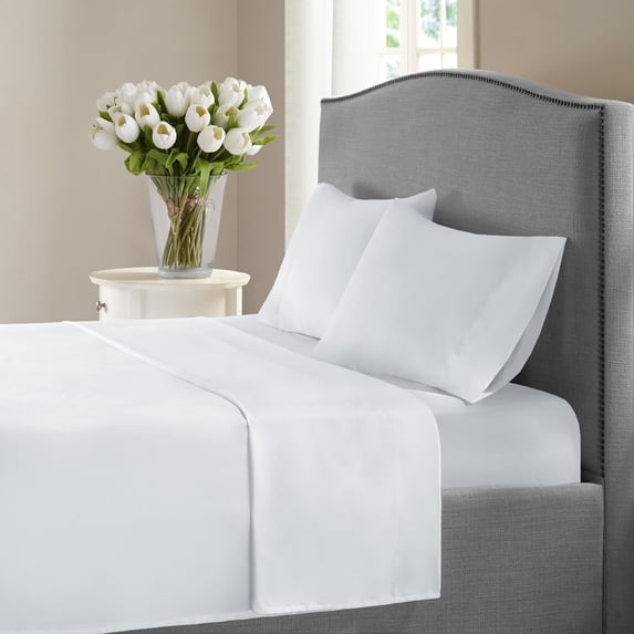 1200 Thread Count 100% Cotton Solid Sheet Set (Queen, White)