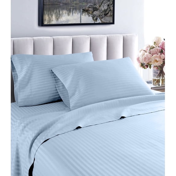 1200 Thread Count 100% Cotton Stripe Sheet Set (Full, Blue)