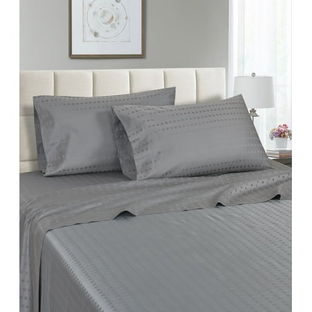 Home Sweet Home Dream LifeStyle Luxury Hotel Stripe 4-Piece 1200 Thread Count Gray Stripe 100% Egyptian Cotton Sateen Sheet Set, Full – Deep Pocket