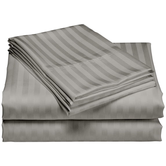 1200 Thread Count 100% Cotton Stripe Sheet Set deep pocket (Cal King, Gray)