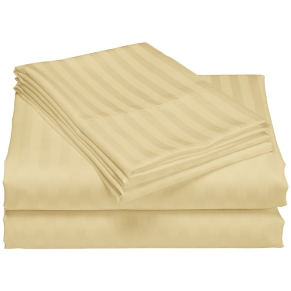 1200 Thread Count 100% Cotton Stripe Sheet Set deep pocket (Full, Taupe)