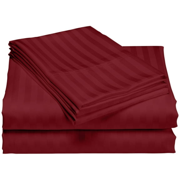 1200 Thread Count 100% Cotton Stripe Sheet Set deep pocket (King, Burgundy)
