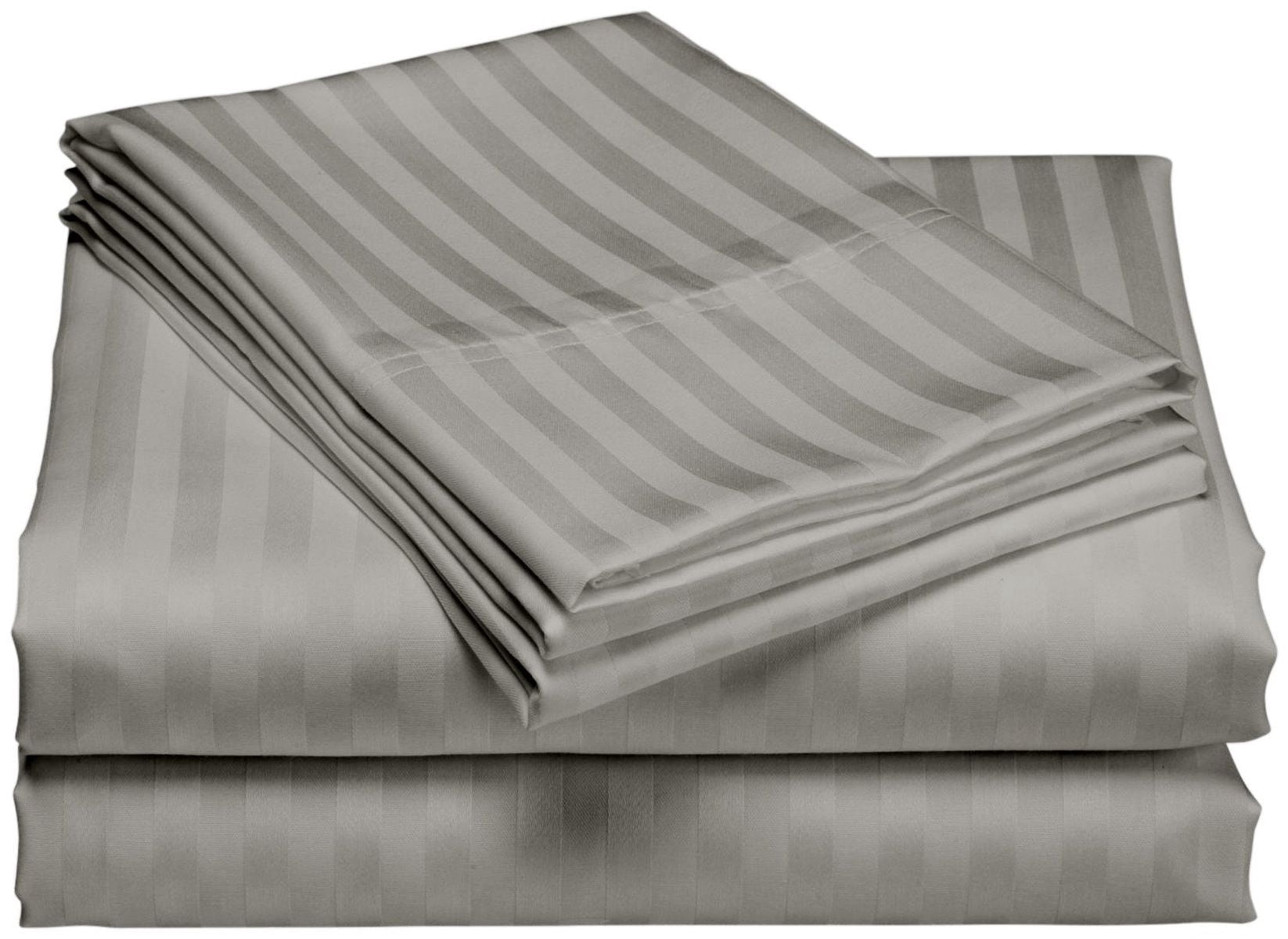 1200 Thread Count 100% Cotton Stripe Sheet Set deep pocket (Queen, Gray)