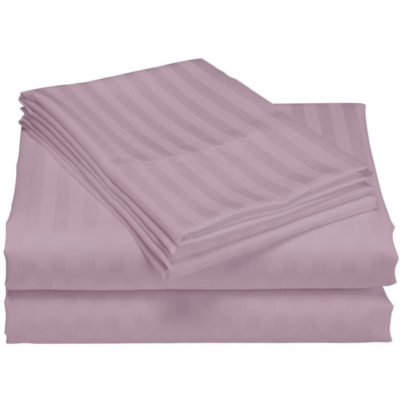 1200 Thread Count 100% Cotton Stripe Sheet Set deep pocket (Queen, Purple)