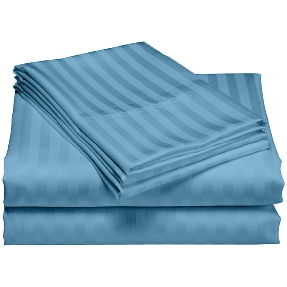 1200 Thread Count 100% Cotton Stripe Sheet Set deep pocket (Queen, Teal)