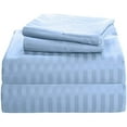 thumbnail image 1 of 1200 Thread Count 100% Egyptian Cotton 3-Piece Fitted Sheet ( 1 Fitted Sheet + 2 Pillow Covers) 21 Inches Deep Pocket Size California-King Color Sky Blue Stripe, 1 of 5