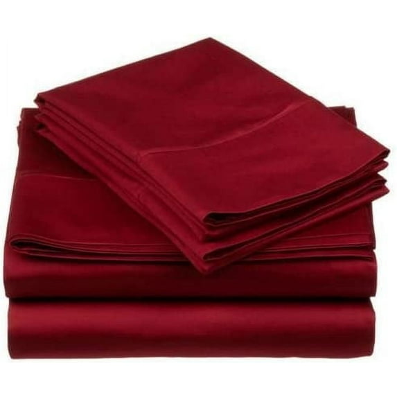 1200 Thread Count 100% Egyptian Cotton 3-Piece Fitted Sheet ( 1 Fitted Sheet + 2 Pillow Covers) 27 Inches Deep Pocket Size Full XL Color Burgundy Solid
