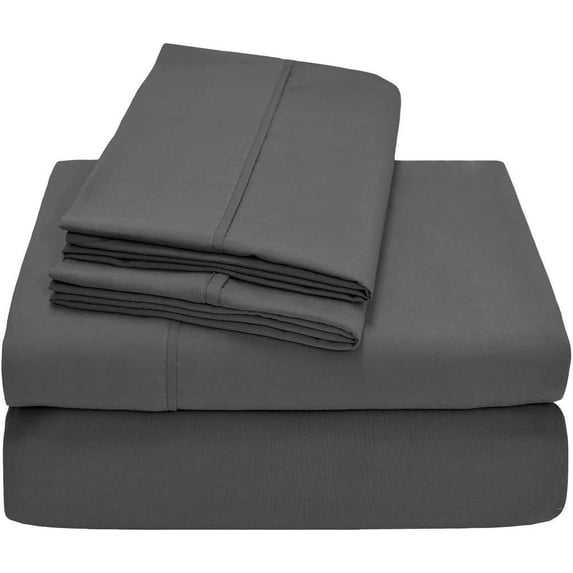 1200 Thread Count 100% Egyptian Cotton 3-Piece Fitted Sheet ( 1 Fitted Sheet + 2 Pillow Covers) 27 Inches Deep Pocket Size Olympic-Queen Color Grey Solid