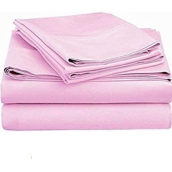 1200 Thread Count 100% Egyptian Cotton 3-Piece Fitted Sheet ( 1 Fitted Sheet + 2 Pillow Covers) 30 Inches Deep Pocket Size California-King Color Pink Solid