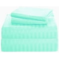 thumbnail image 1 of 1200 Thread Count 100% Egyptian Cotton 3-Piece Fitted Sheet ( 1 Fitted Sheet + 2 Pillow Covers) 30 Inches Deep Pocket Size King Color Aqua Blue Stripe, 1 of 4