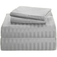 thumbnail image 1 of 1200 Thread Count 100% Egyptian Cotton 3-Piece Fitted Sheet ( 1 Fitted Sheet + 2 Pillow Covers) 30 Inches Deep Pocket Size Queen Color Silver Grey Stripe, 1 of 4