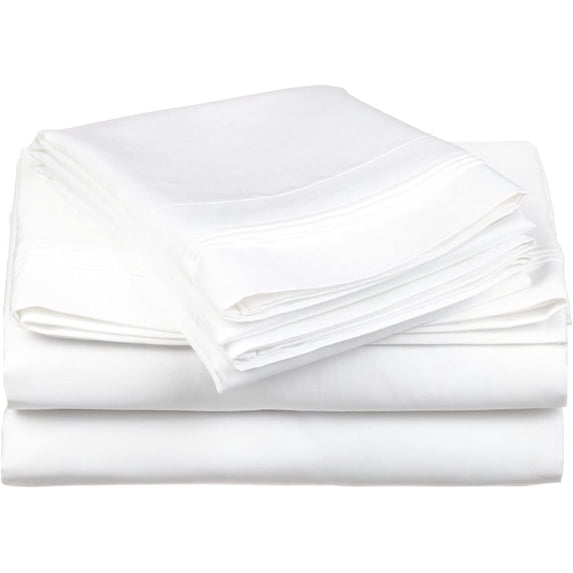 1200 Thread Count 100% Egyptian Cotton 3-Piece Fitted Sheet ( 1 Fitted Sheet + 2 Pillow Covers) 30 Inches Deep Pocket Size Full XL Color White Solid