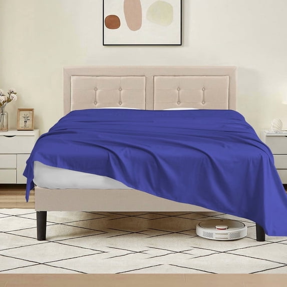 1200 Thread Count 100% Egyptian Cotton 3-Piece Flat Sheet (1 Flat + 2 Pillow Covers) Size Full Color Royal Blue Solid