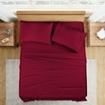thumbnail image 1 of 1200 Thread Count 100% Egyptian Cotton 4-Piece Bed Sheet Set (1 Flat, 1 Fitted Sheet, 2 Pillow Covers) 15 Inches Deep Pocket Size Olympic-Queen Color Burgundy Solid, 1 of 6