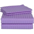 thumbnail image 1 of 1200 Thread Count 100% Egyptian Cotton 4-Piece Bed Sheet Set (1 Flat, 1 Fitted Sheet, 2 Pillow Covers) 24 Inches Deep Pocket Size Olympic-Queen Color Lavender Stripe, 1 of 5