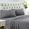 thumbnail image 1 of 1200 Thread Count 100% Egyptian Cotton 4-Piece Bed Sheet Set (1 Flat, 1 Fitted Sheet, 2 Pillow Covers) 24 Inches Deep Pocket Size Queen Color Grey Solid, 1 of 5