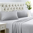 thumbnail image 1 of 1200 Thread Count 100% Egyptian Cotton 4-Piece Bed Sheet Set (1 Flat, 1 Fitted Sheet, 2 Pillow Covers) 27 Inches Deep Pocket Size Olympic-Queen Color Silver Grey Solid, 1 of 5