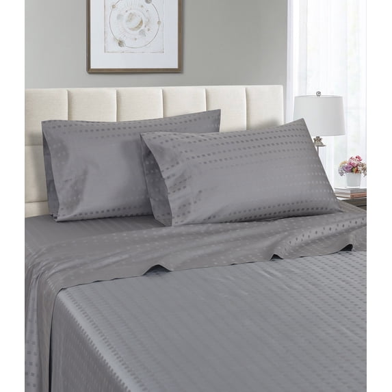1200 Thread Count 100% Egyptian Cotton Deep Pocket Striped Sheet Set (California King, Gray)