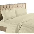 thumbnail image 1 of 1200 Thread Count 100% Egyptian Cotton Deep Pocket Striped Sheet Set (California King, Ivory), 1 of 3