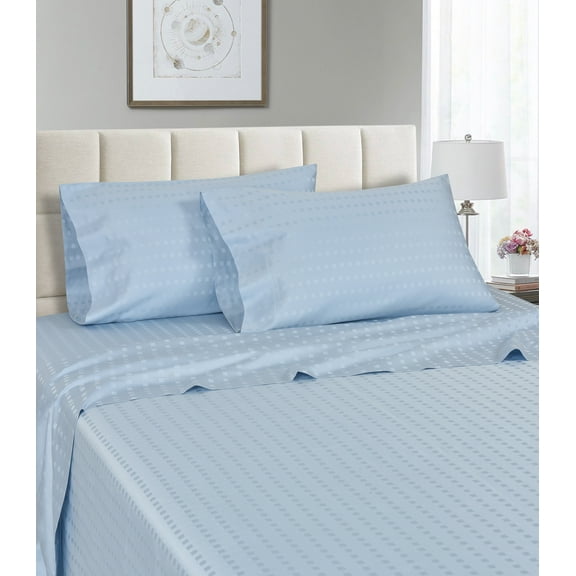 1200 Thread Count 100% Egyptian Cotton Deep Pocket Striped Sheet Set (Twin, Blue)