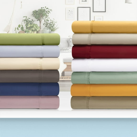 1200-Thread Count 100% Egyptian Cotton Exquisite Solid Sheet Set with Deep Pockets Navy Blue / Queen