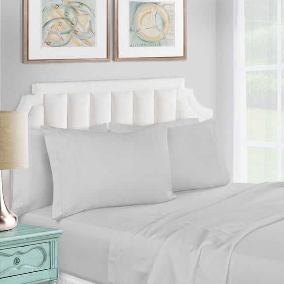 1200-Thread Count 100% Egyptian Cotton Exquisite Solid Sheet Set with Deep Pockets Platinum / King