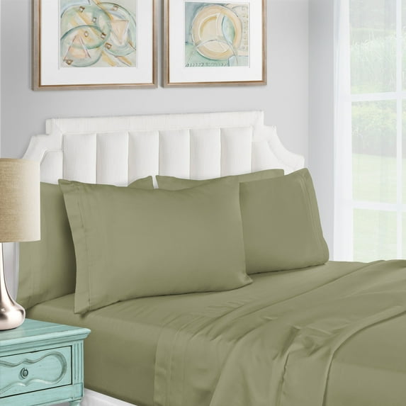 1200-Thread Count 100% Egyptian Cotton Exquisite Solid Sheet Set with Deep Pockets Sage / Full