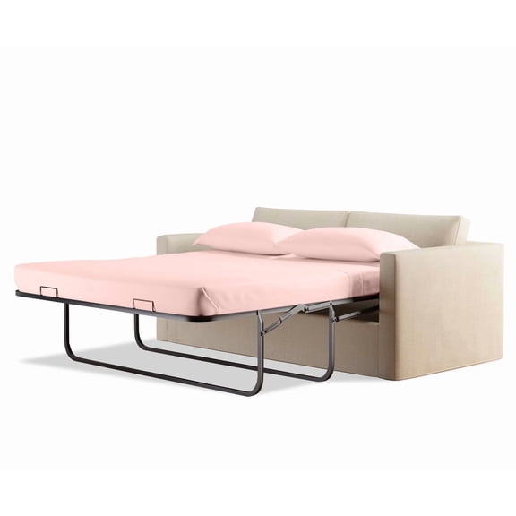 1200 Thread Count 100% Egyptian Cotton Sleeper Sofa Bed Sheet Set Solid Queen Size (62"x 74"x 10" ) with 4 -PCS Fitted Straps Color Pink