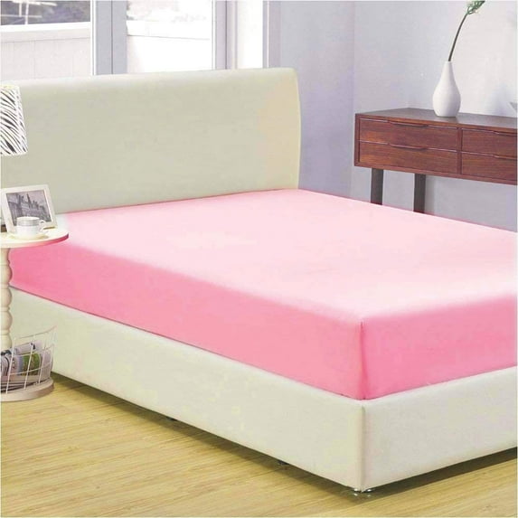 1200 Thread Count 3 Piece (1- Fitted Sheet + 2- Pillow cover) Quality 12 Inch Deep Pocket 100% Egyptian Cotton Color Pink Solid Size Queen