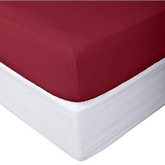 1200 Thread Count 3 Piece (1- Fitted Sheet + 2- Pillow cover) Quality 30 Inch Deep Pocket 100% Egyptian Cotton Color Burundy Solid Size King