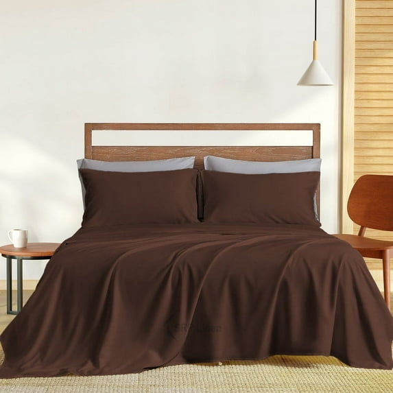 1200 Thread Count 4 Piece Quality Sheet Set 10 Inch Deep Pocket 100% Egyptian Cotton Color Colclate Solid Size Full