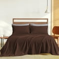 Picture of Sathi Linen 600 Thread Count  100% Cotton 4-Pcs (1-Flat Sheet +1- Fitted Sheet + 2-Pillow Cover ) Sheet set Color Chocolate Solid Size Twin Size Deep 15 Inch  Pattern Solid 