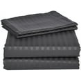 thumbnail image 1 of 1200 Thread Count 4 Piece Quality Sheet Set 21 Inch Deep Pocket 100% Egyptian Cotton Color Dark Grey Stripe Size King, 1 of 4